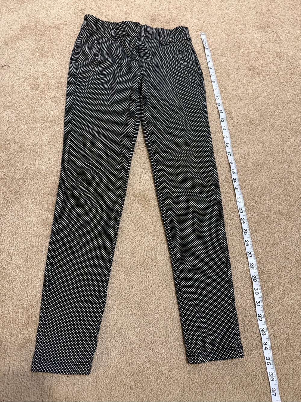 Chocolate Black Skinny Jeans with White Micro Dot Print